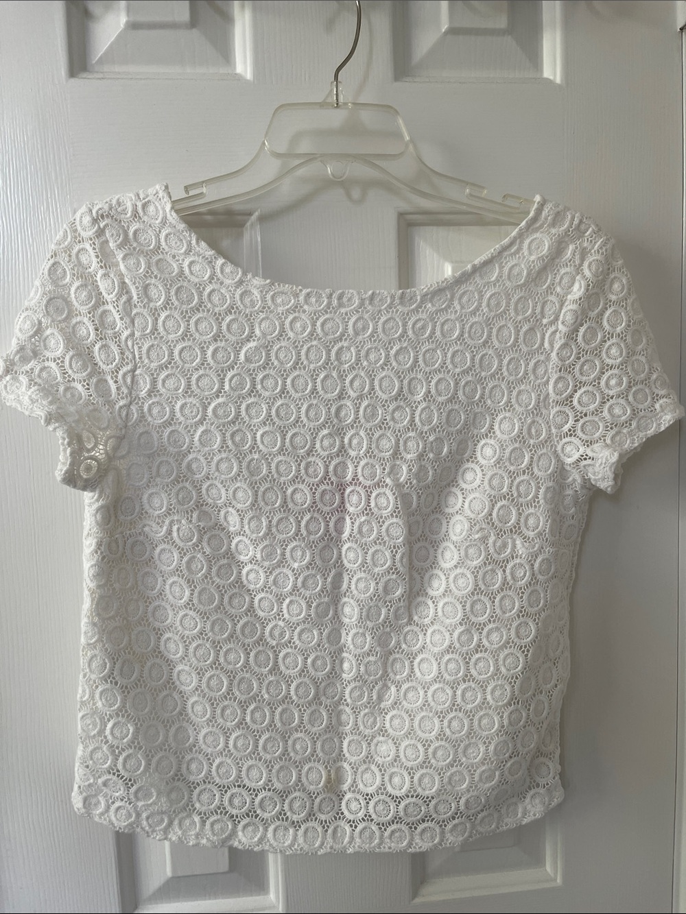 Lilly Pulitzer White Circular Lace Short Sleeve Top